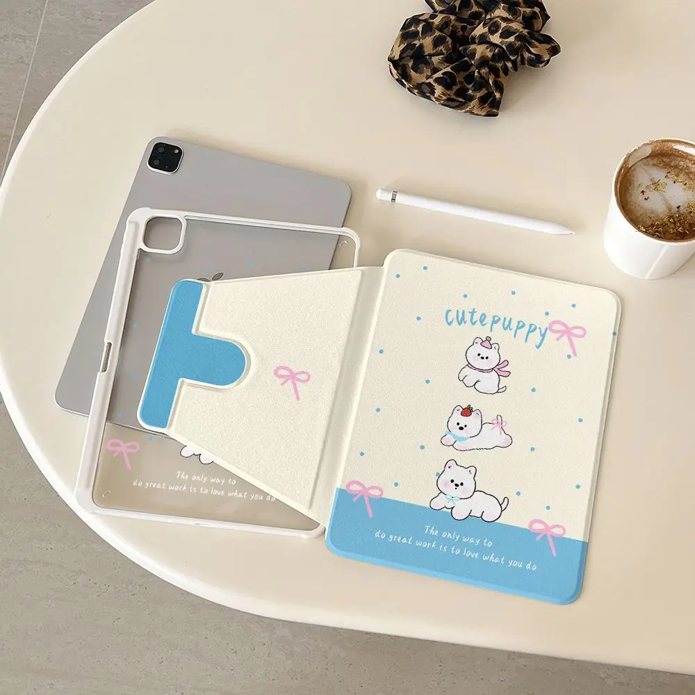 

Чехол с милым собачьим бантом для iPad Pro Air 13'' 11'' M5 M4 M3 M2 2 1 11th A16 12.9'' 10 9 8 5 Th Mini 7 6 5 4 7.9"