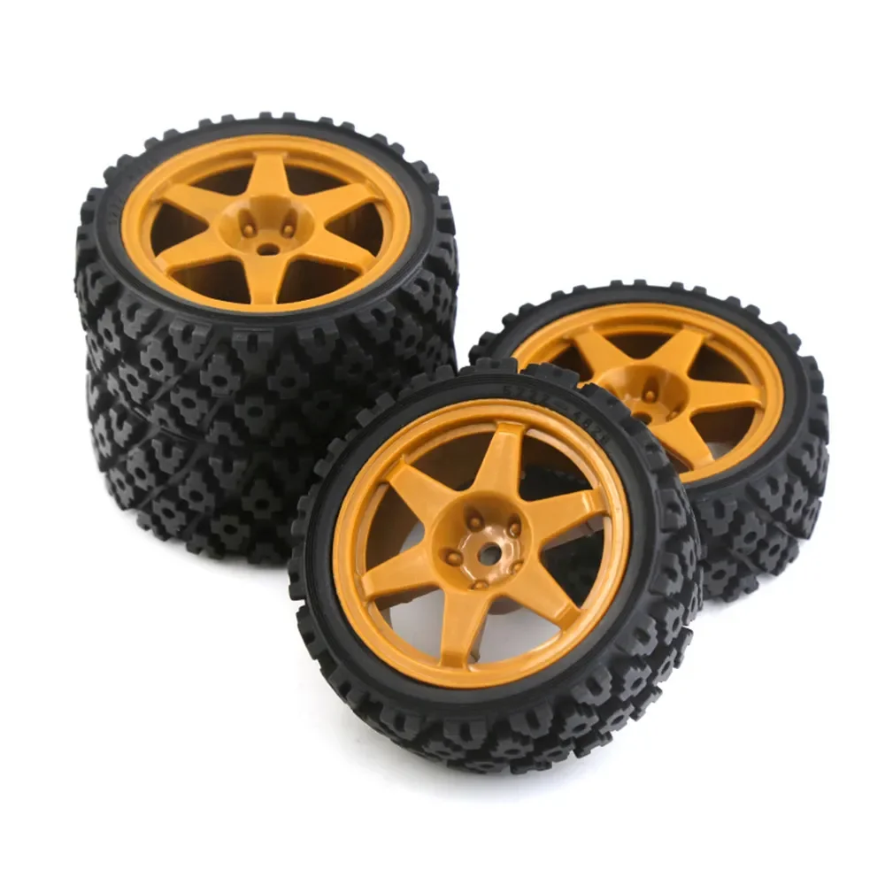 

4Pcs 1/10 RC Racing Car Wheel Rim Tires Rubber Tyre 12mm Hex Universal for Tamiya XV01 XV02 TA06 TT01 TT02 PTG2 144001 A959