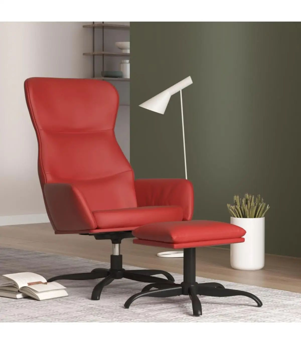 Red red synthetic leather footrest relax armchairs