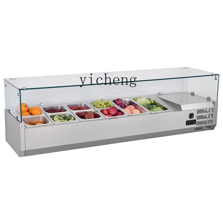 TQH Vetrina refrigerata da tavolo per insalata fresca, pizza, frutta, pesca, operatore, irrigatore, dessert, congelatore in vetro