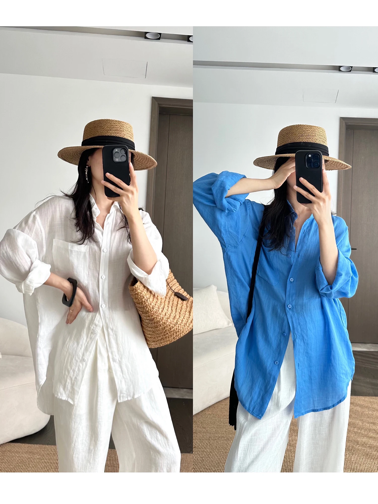 

l Loose Breathable Long Sve Linen irt Jaet Versatile Comfortable Commute Sle for Young Women in Their Late Twe...