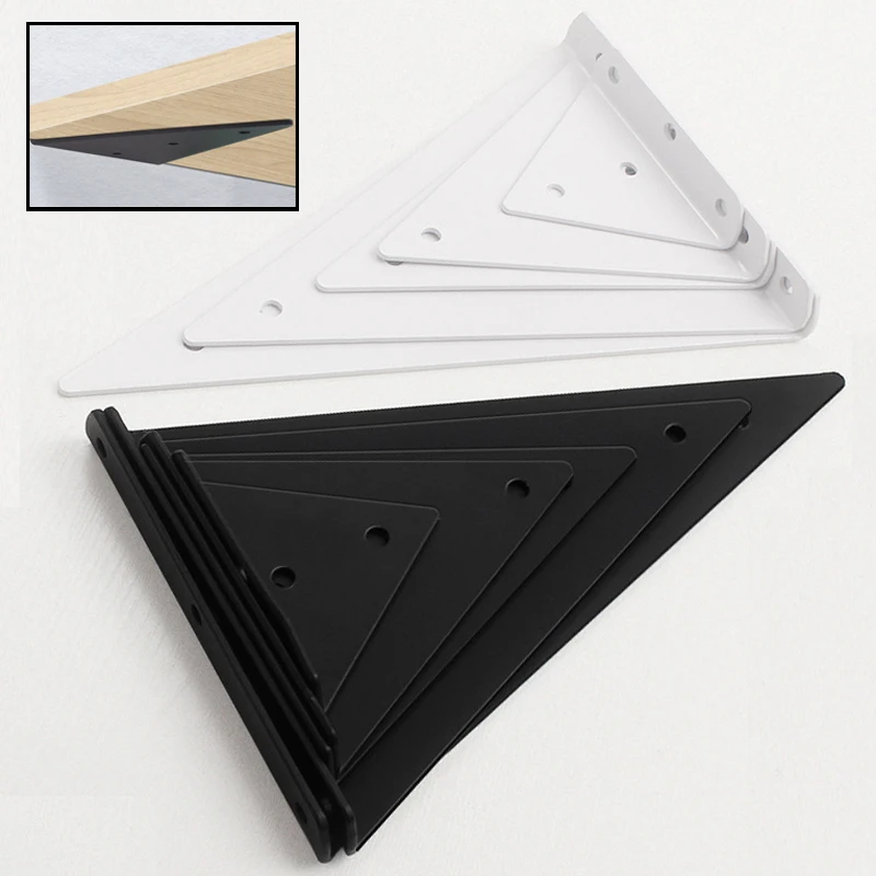 2/4pcs Steel Triangle Bracket Wall Mounted Heavy Duty Invisible Support Brackets Black/White Storage Shelf For Home Workshop