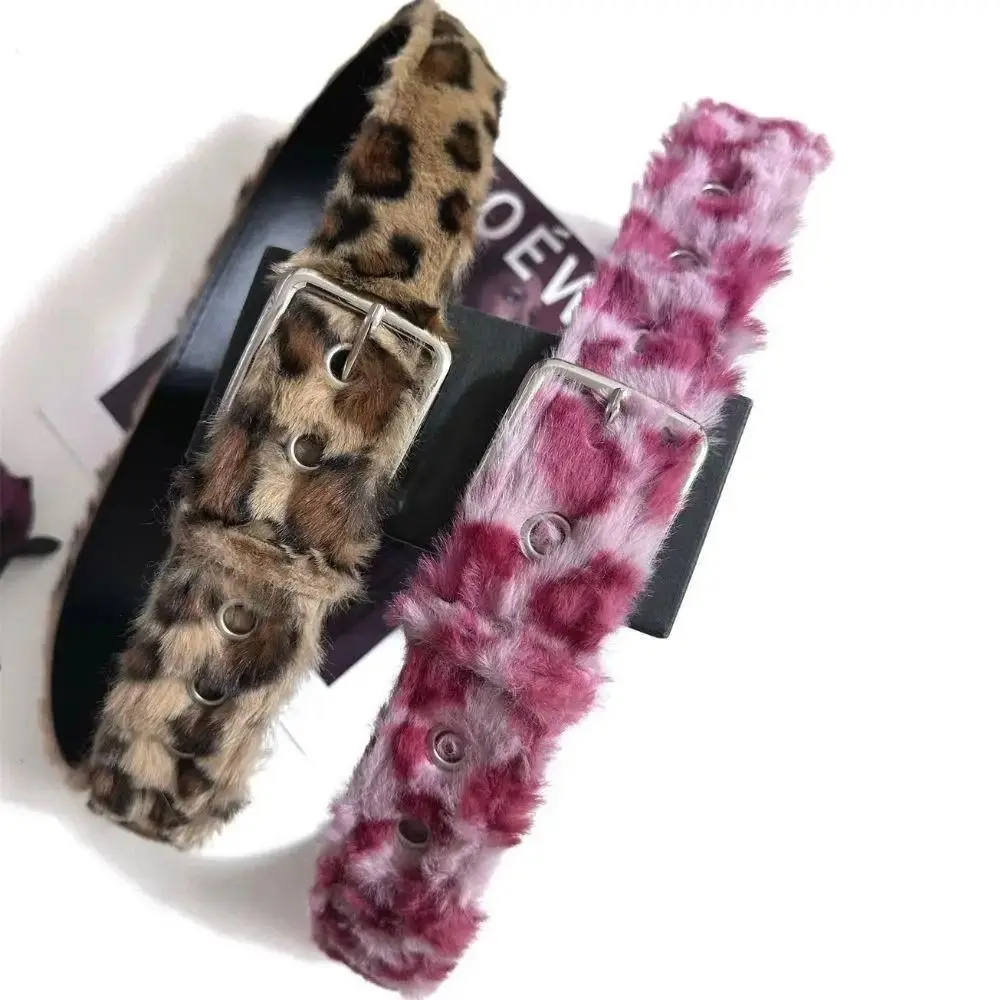 Casual Adjustable Leopard Print Belt Korean Style Harajuku Jeans Waistband Cloth Pink Retro Y2k Belt Clothing Accessories