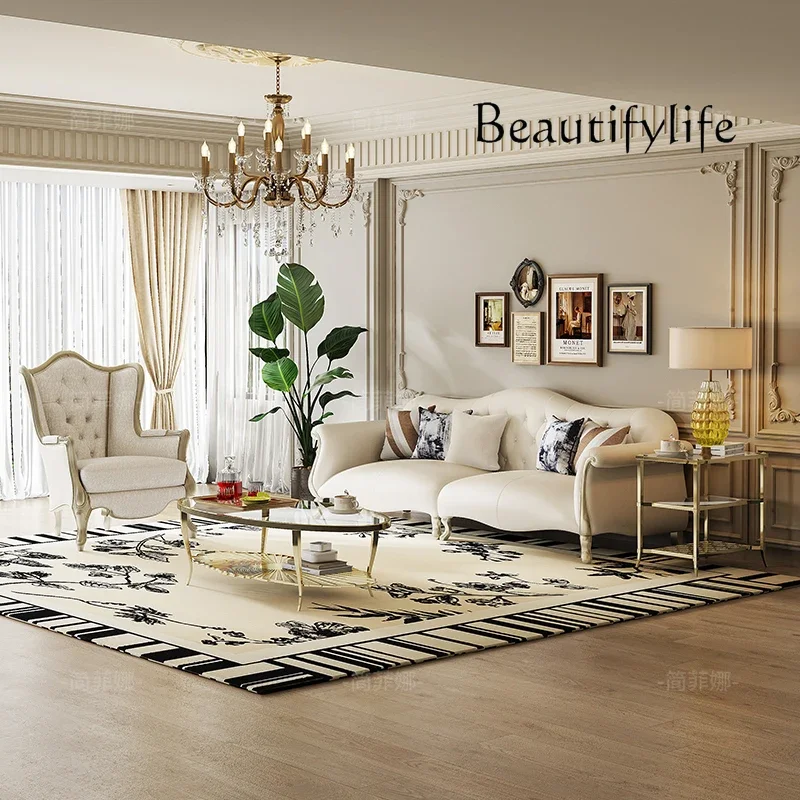 

JB European Living Room Sofas Fabric Nordic White Italian Luxury Chaise Couch Designer Curved Wooden Canape Salon Home Furniture