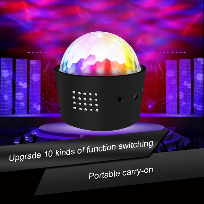 RGB LED Decoration Lamp Party DJ Effect Stage Light Interior Ambient Rechargeable Disco Ball With Voice Control Function For Car