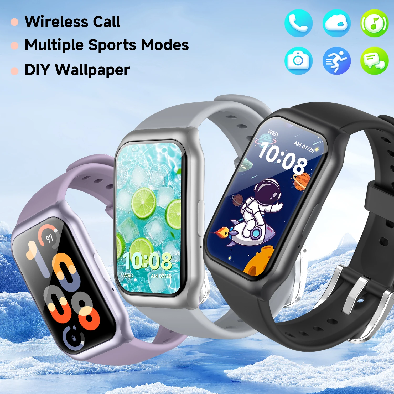 

New Smart Bracelet BT Call Voice Assistant Health&Sleep Monitoring Fashoin Sports Smartwatch For Women Men Gift For Xiaomi Phone