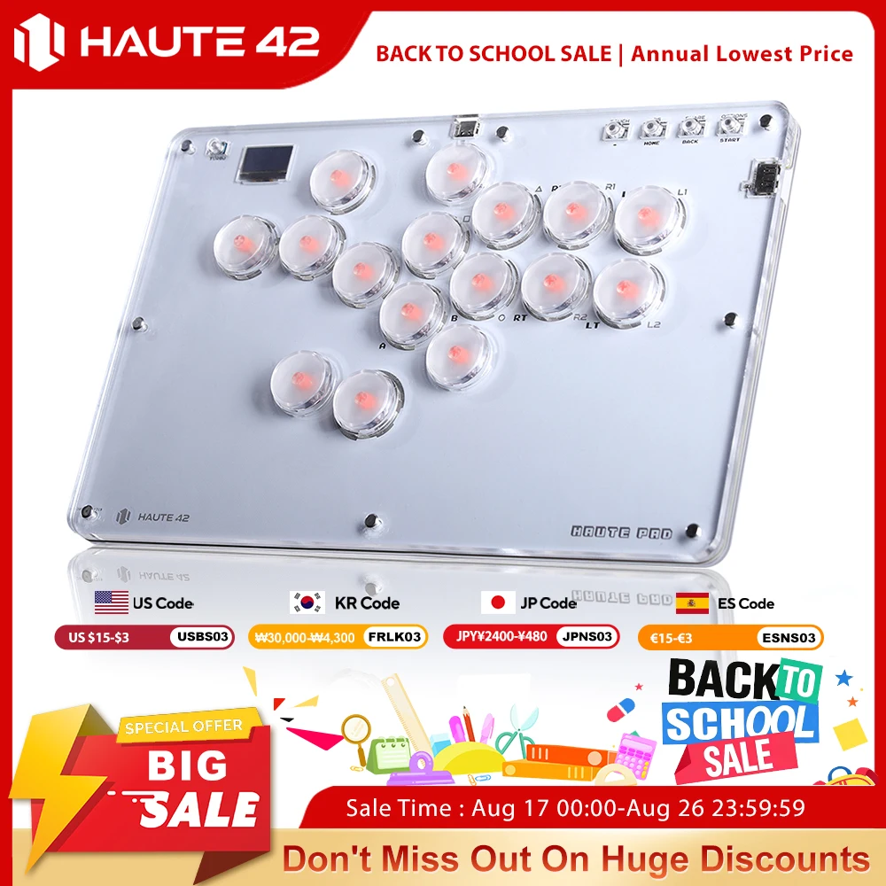 Haute42 Joystick Hitbox Tastatur Arcade-Stick-Controller für PS4/PS5/Switch Arcade Hitbox Hebellosen Controller Fight Sticks PC