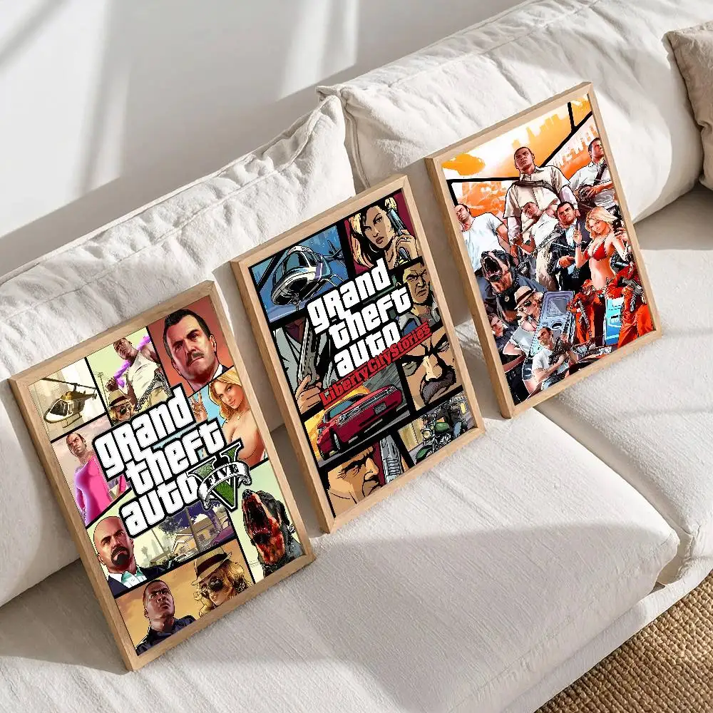 GTA 5 سرقة السيارات الكبرى الكلاسيكية خمر المشارك طباعة لغرفة النوم غرفة المعيشة ديكور المنزل اللوحة جدار الفن HD صورة جدارية #3