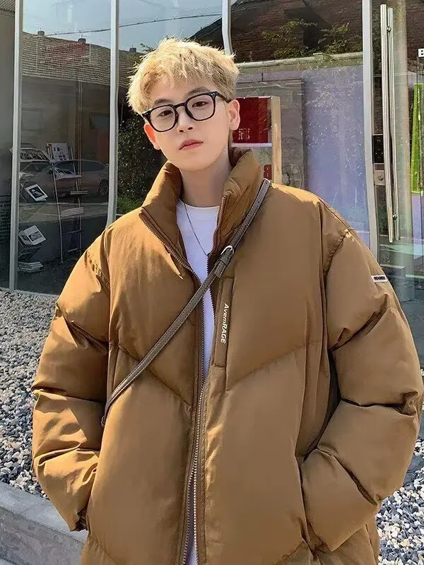 

American Retro Bread Coat Outerwear Winter Warm Cotton Men's Trendy Loose Stand Collar Thiened Cotton Padded Jaet