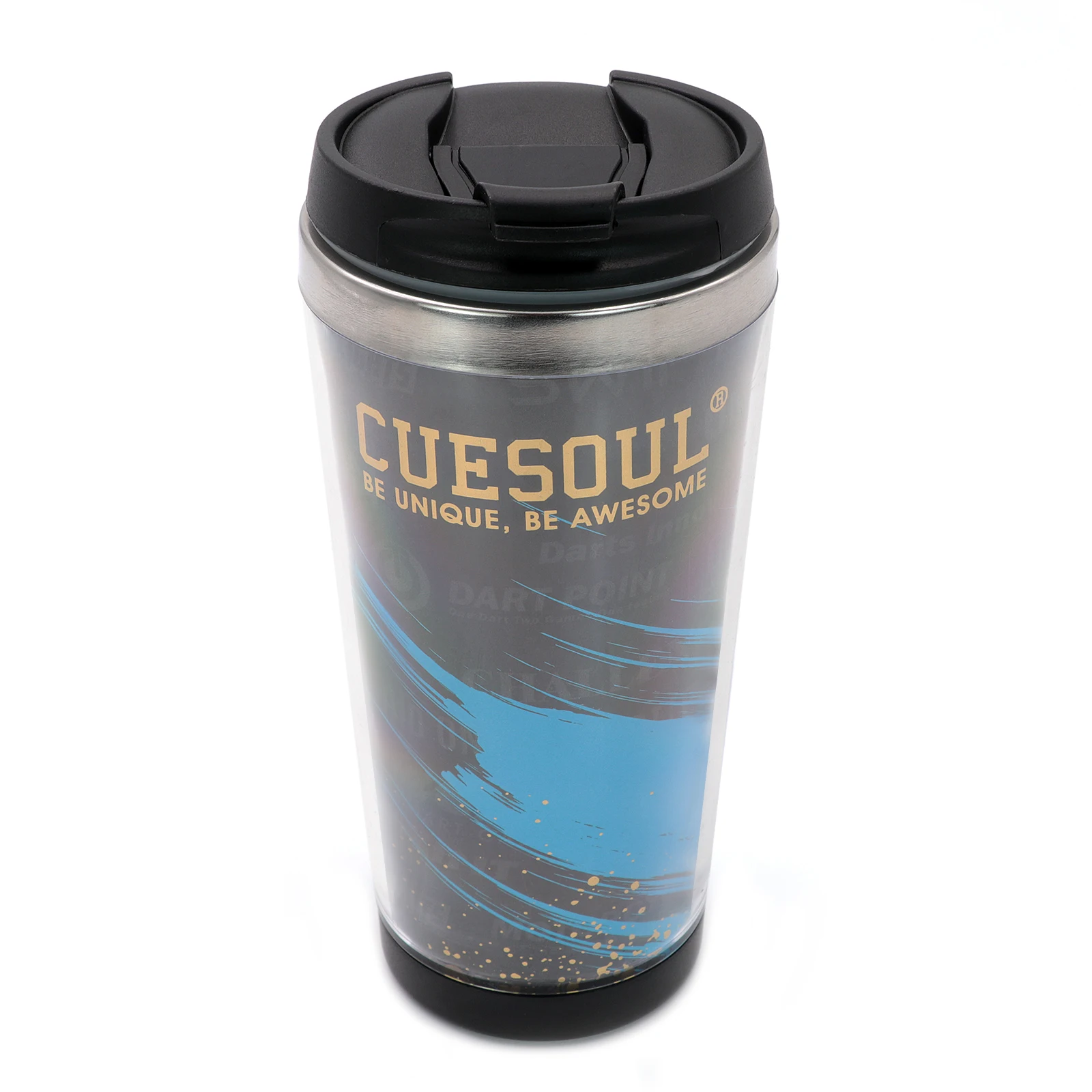 

CUESOUL 450ml Stainless Steel Vacuum-Insulated Tumbler Cup with Lid-Black and Blue