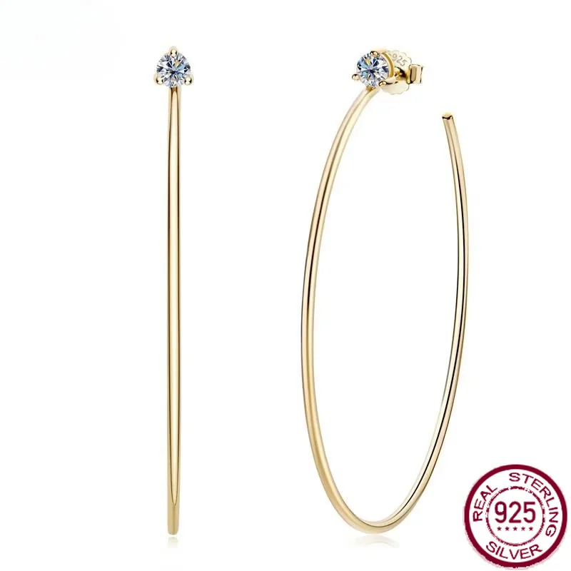 Yaranyan 100% 925 Sterling Silver VVS1 D Color Real Moissanite Diamonds Hyperbole Large Hoop Earrings Fine Jewelry With GRA