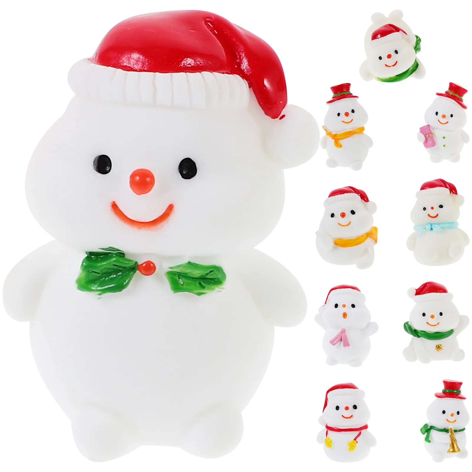 

10Pcs Christmas Miniature Snowman Statue Resin Xmas Decor for Desktop Garden Party Favors Home Office Holiday Display