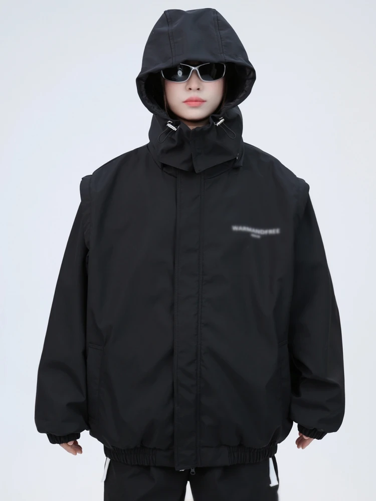 

Unisex Outdoor Detachable Hooded Jacket Windbreaker Detachable Sleeve Jacket 2025 Autumn/winter Street Camping Windproof Hiking