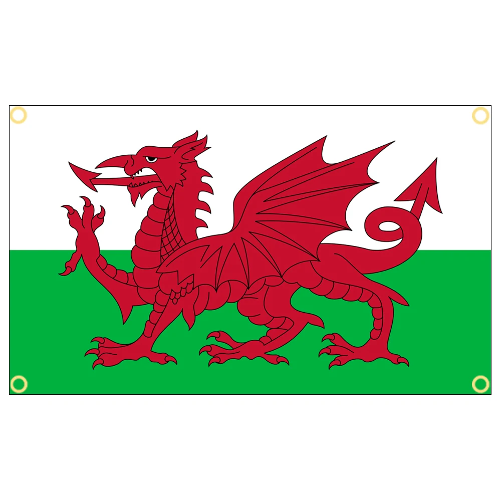 3x5 Ft Wales Cymru Flag Vivid Color and Fade proof Canvas part of the United Kingdom Flags Polyester with Brass Grommets