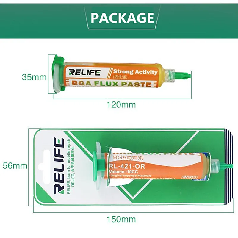 RELIFE RL-420 RL-421 RL-422 Soldering Flux for BGA SMD PGA PCB Repair 10CC Strong Activity Halogen Free Welding Paste