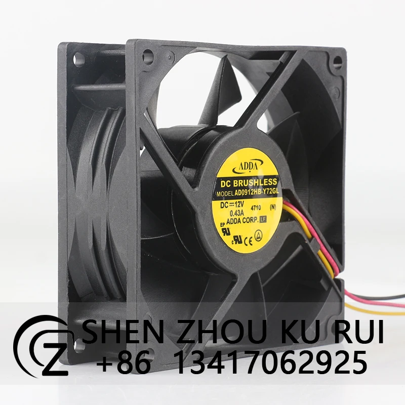 ADDA Chassis three-wire 12V 0.43A 9038 90X90X38MM 9CM inverter High air capacity AD0912HB-Y72GL cooling fan