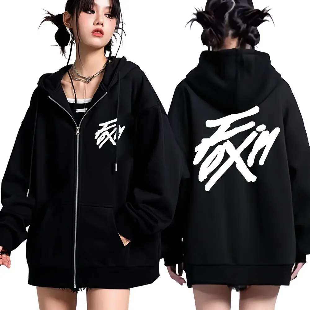 2025 Korean Kpop ATEEZ Print Vintage Zip Up Hoodies Men Women Hip Hop Fashion Cardigan Sweatshirt Fleece Loose Casual Coats
