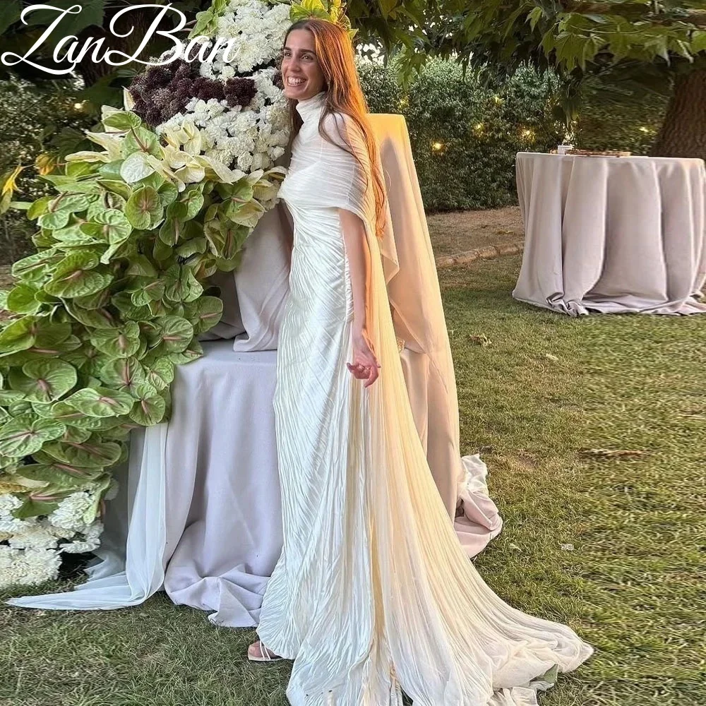 ZanBan 2026 Modern A-line Wedding Dress Pleat Floor-Length Evening Gown With Shawl свадебное платье Customised