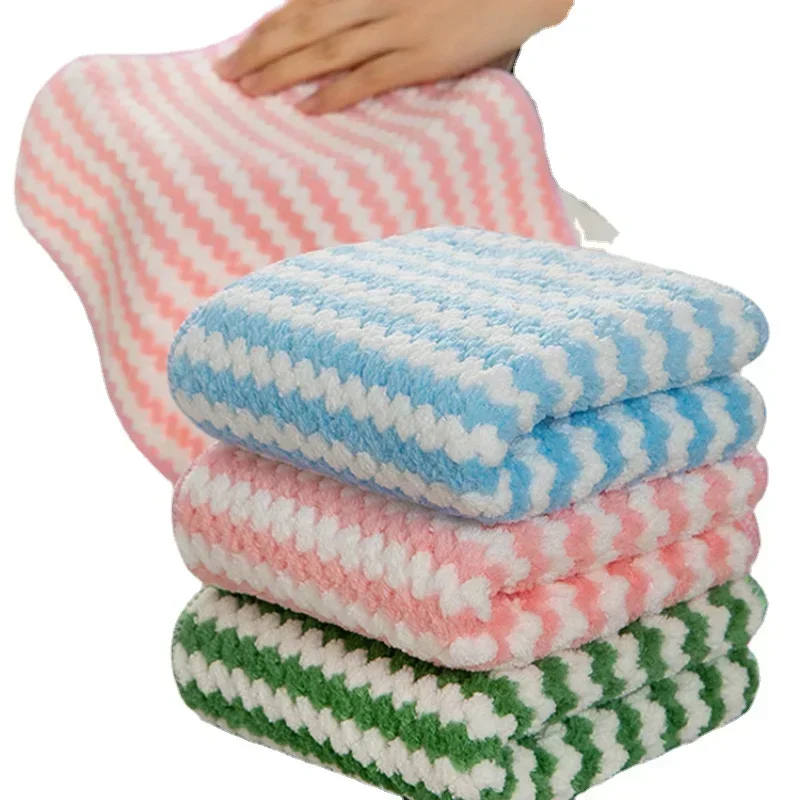 Sale Wavy Dishcloth Rag Water Absorbing Not Easy To Lose Hair Housework Cleaning Kitchen Supplies Lazy Rag Degreaser Towel