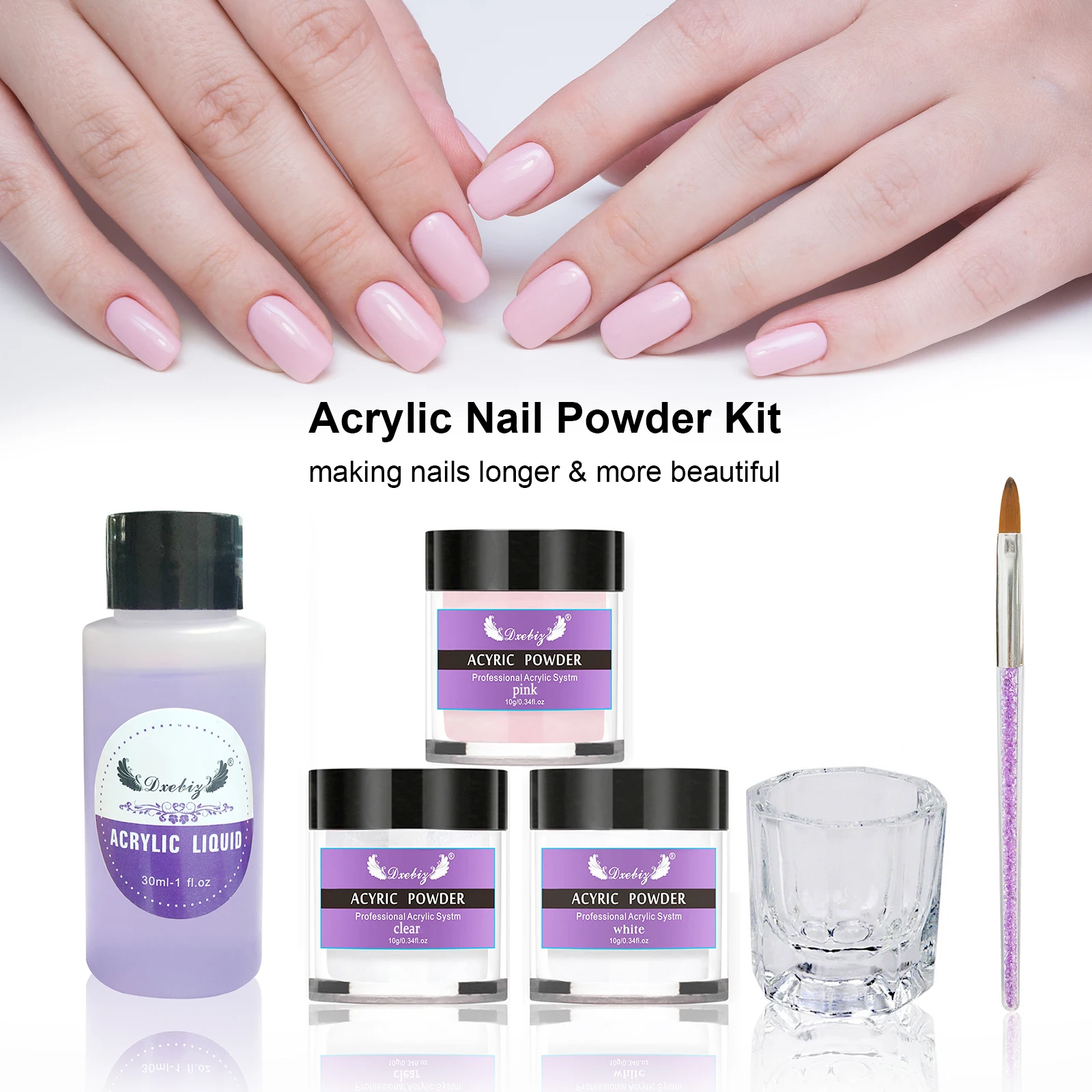 

Nail Art Glitters Acrylic Nail Powder Set 3 Colors Nail Powder Kit for Beginners Nail Art DIY Nail Beauty Tools