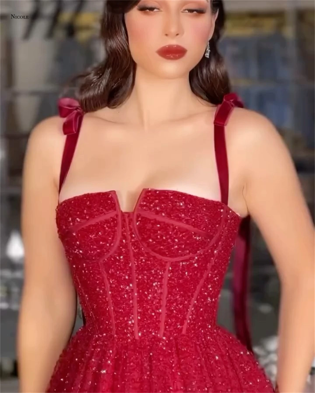 Nicole Line A Abendkleider für Damen, elegante Partykleider 2025, maßgeschneiderte Ballkleider, Abschlussballkleid, Sling-Pailletten, Robe, Soiree, Gala