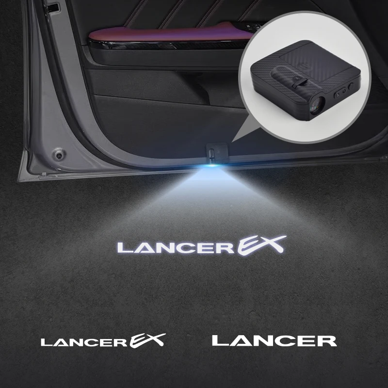 Luz de puerta de coche para Mitsubishi Lancer EX Emblem Ralli Art ASX EVO Colt, lámpara de bienvenida, proyector láser inalámbrico, decoración automática
