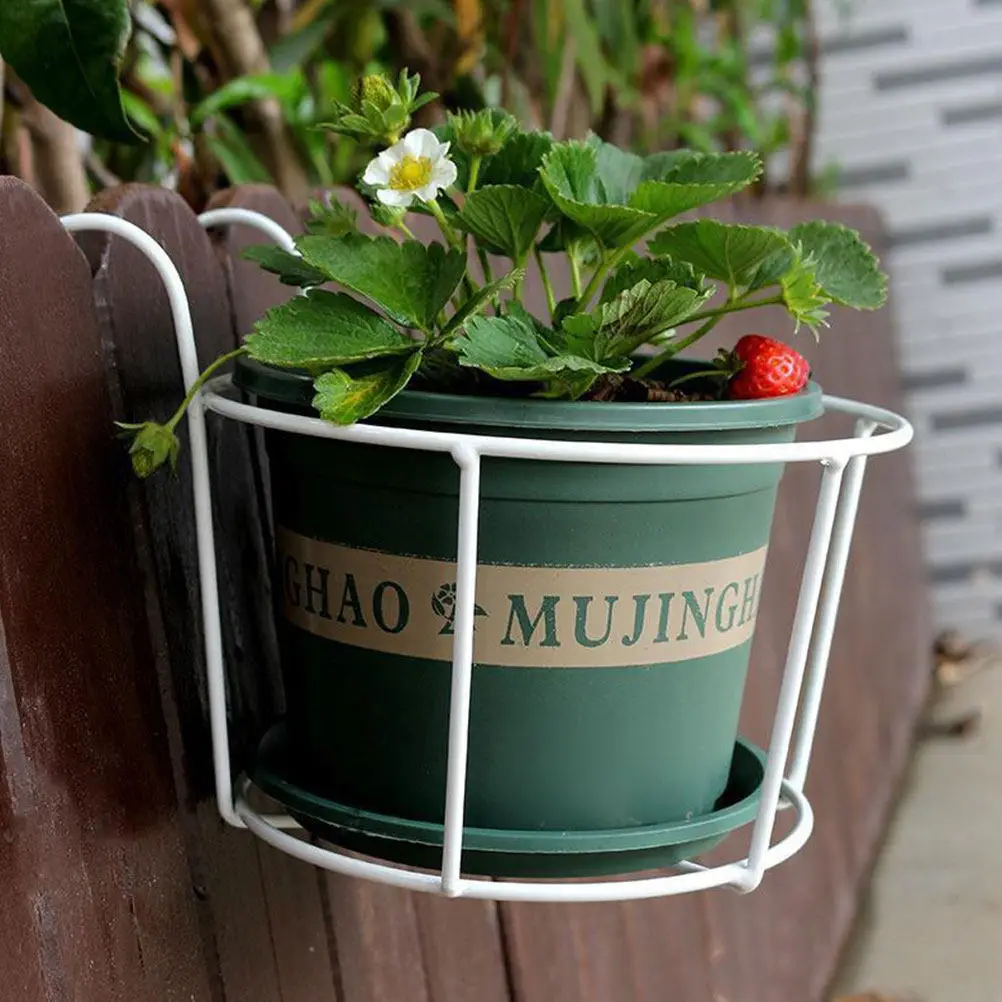 4Pcs Heavy-Duty Iron Wire Hanging Planter Holder for Balcony Railing Window Fence Outdoor Indoor Use Rust-Resistant Flower Pot
