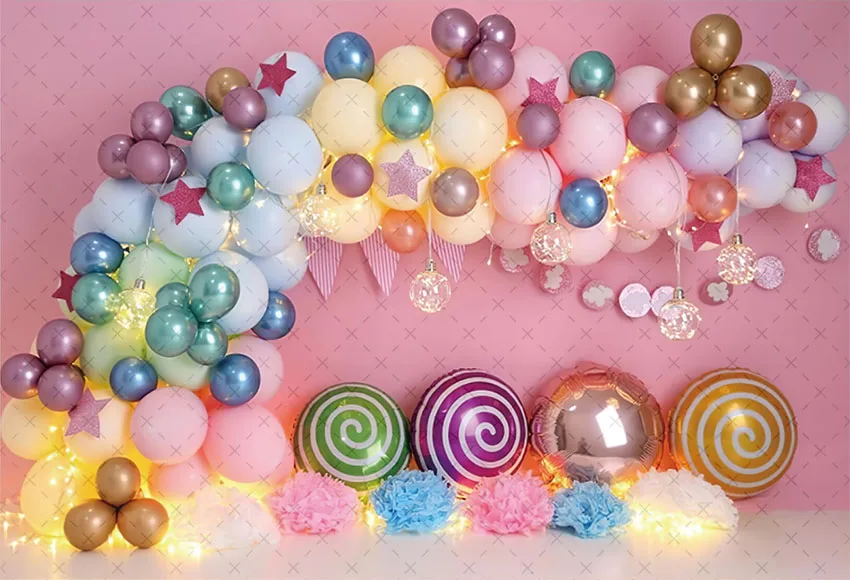 Mehofond التصوير خلفية القوس بالون القلعة دونات الاطفال 1st حفلة عيد ميلاد كعكة سحق صورة ديكور خلفية استوديو الصور