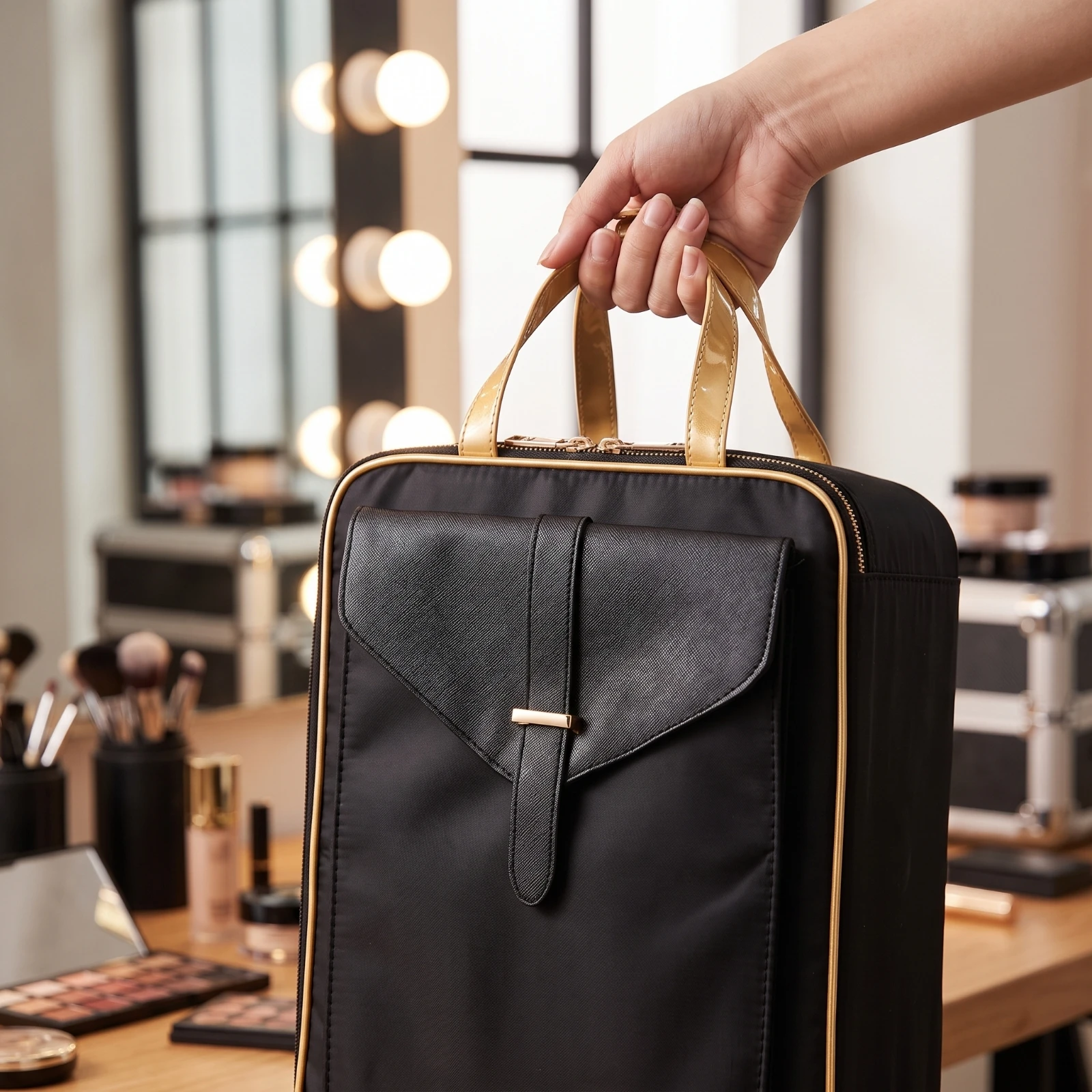 仕切り付きのメイクケース。プロ仕様のメイクケースで、肩掛けス - Makeup And Beauty のレビューと価格