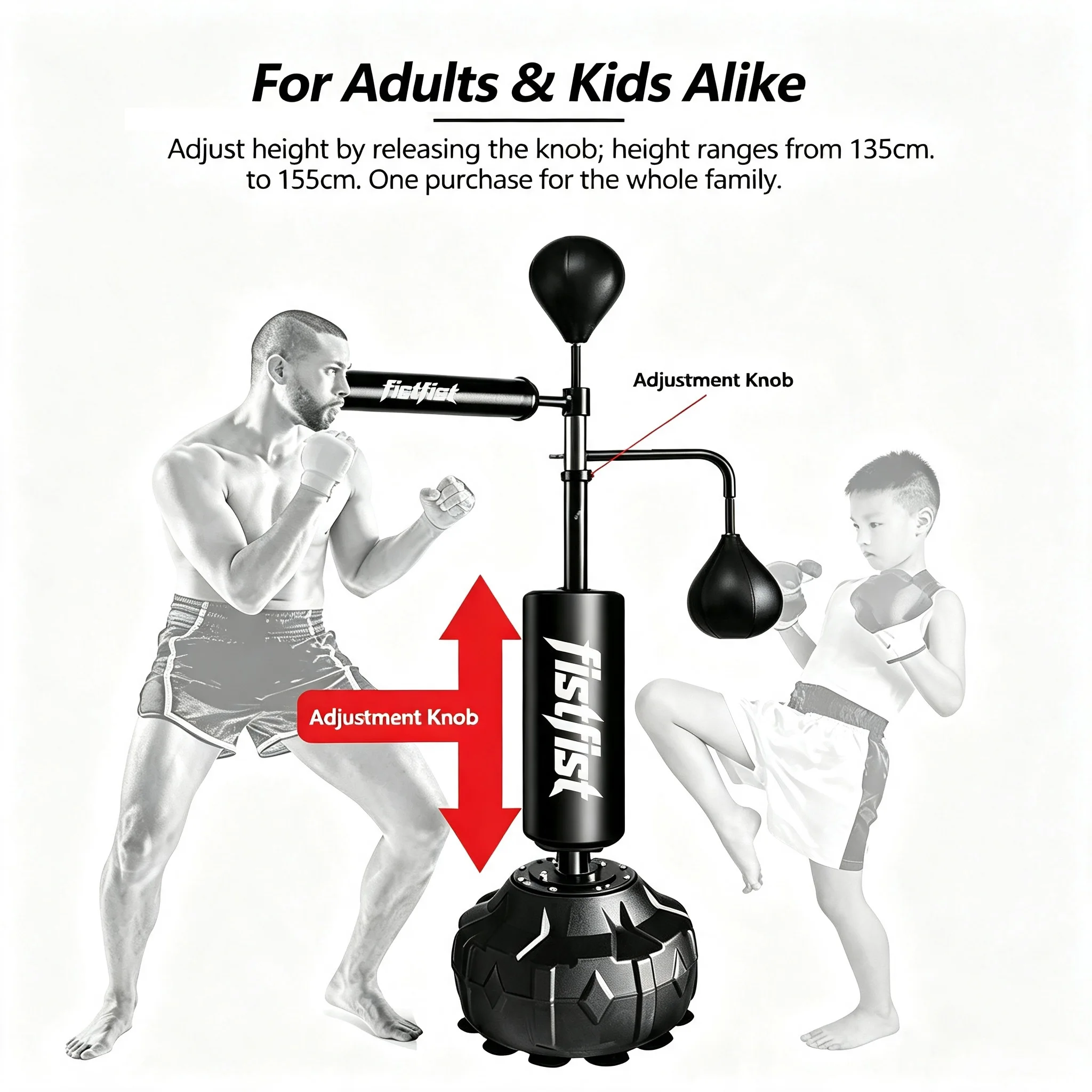 Freestanding Boxing Speed Ball Adjustable Height Adult Home-Use Reflex Target With Rotating Stick Bar For Boxing Training