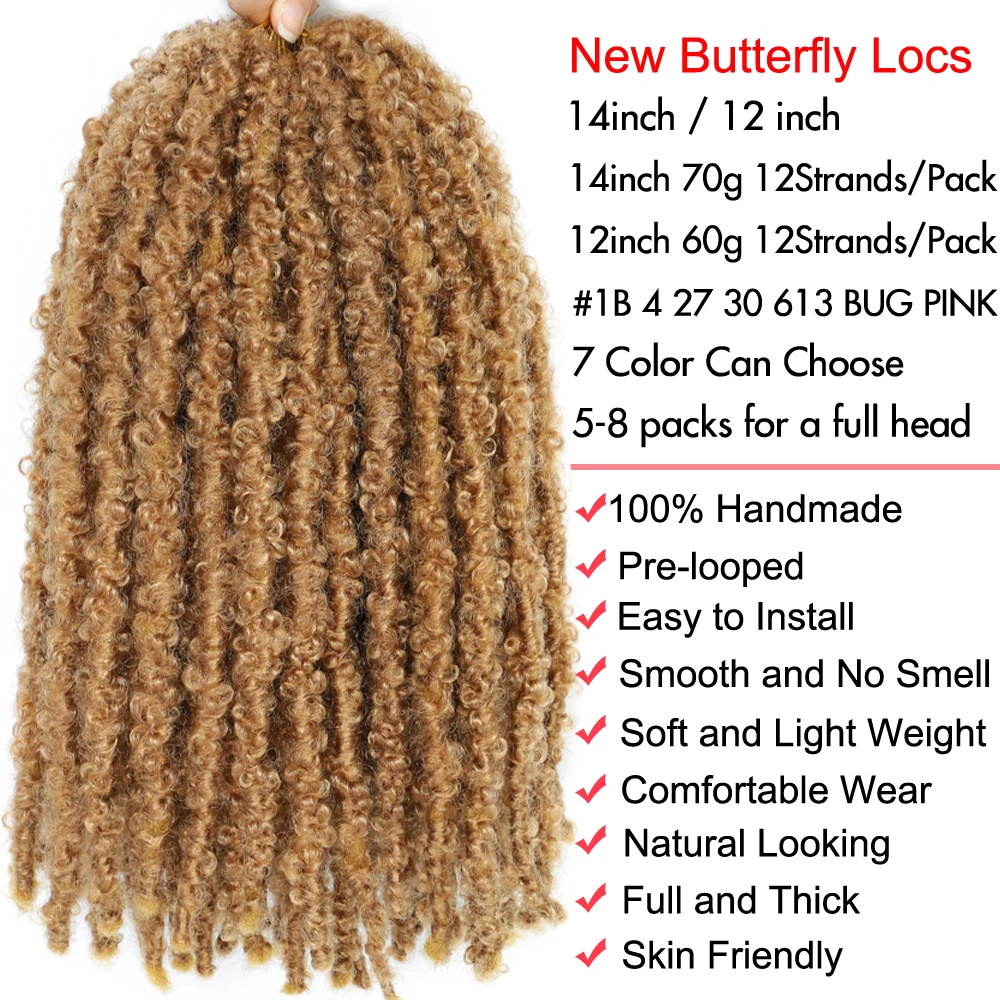 Upjoy Butterfly Faux Locs Crochet Hair tresse cheveux 12