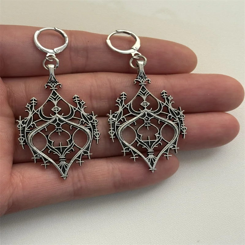Cathedral Architecture Earrings : Gothic arch earrings, Occult jewelry, Goth Ear weight