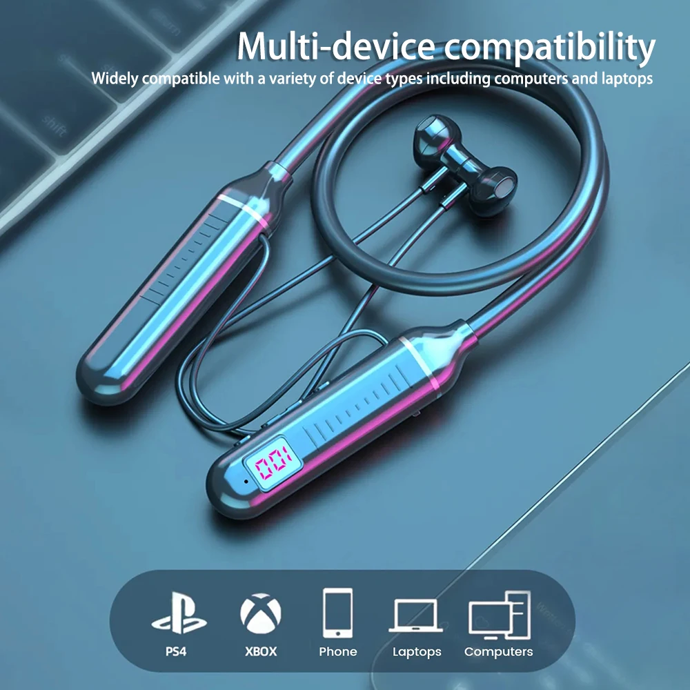 Sport impermeabile collo Headpjone Bluetooth 5.3 gioco musicale auricolare microfono Wireless 300mAh supporto di grande capacità TF Card