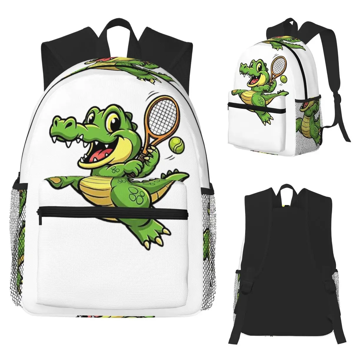 

Crocodile Tennis Player Student Backpack School Bag Hiking Travel Daypack for Boys Girls Fashion Bookbag Shoulder Bags