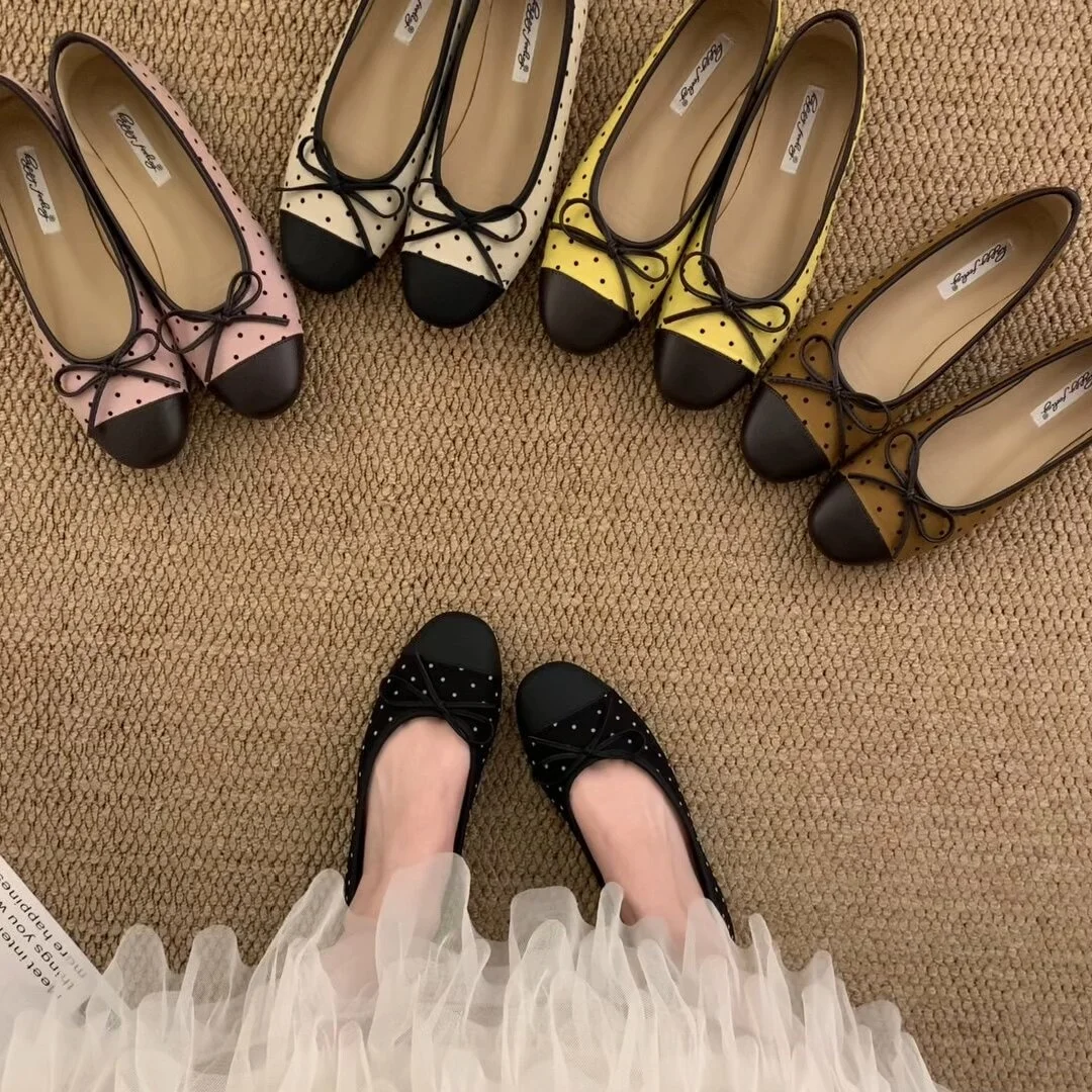 Bailamos Brand New Women Flat Shoes Ladies Casual Ballet Shoes Soft Leather Eelgant Dress Shoes Round Toe Shallow Slip On Flats