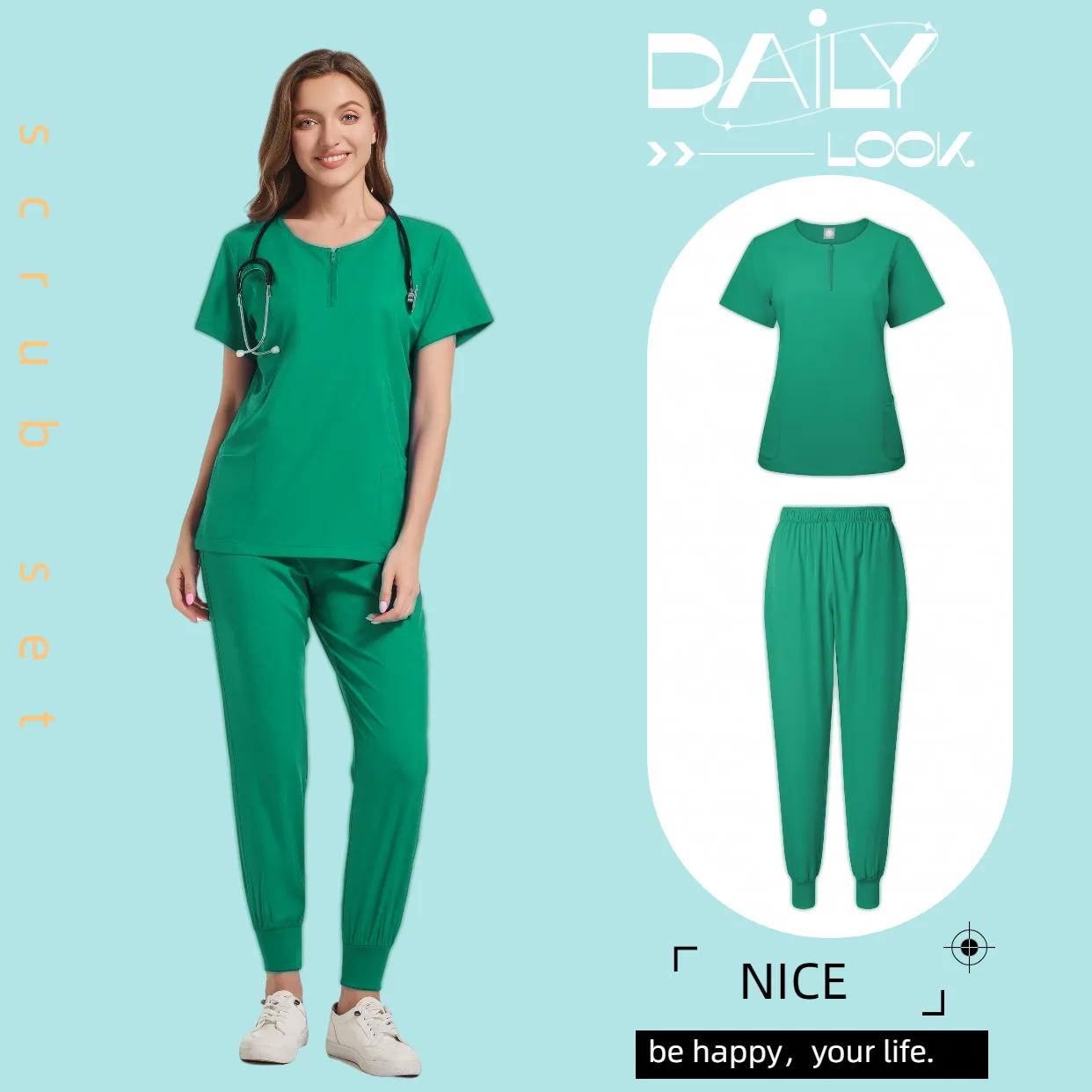 Factory Direct Fashionable Medical Top Uniforms Scrubs Sets Uniforms Dentist Spandex Jogger Scrub Suit Hospital Nursing Scrubs