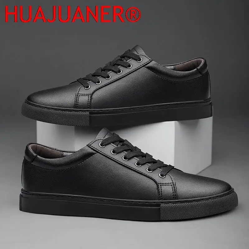 Men\'s Genuine Leather Casual Shoes Black Sneakers Men Autumn Shoes Man Fashion New Arrival Handmade Outdoor Leisure Walk Flats