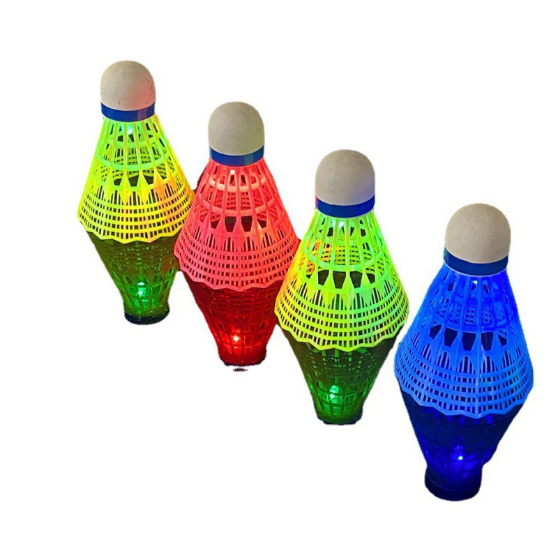 Bolas luminosas de badminton LED para crianças, conjunto esportivo de plástico, colorido, luz, petecas, conjunto