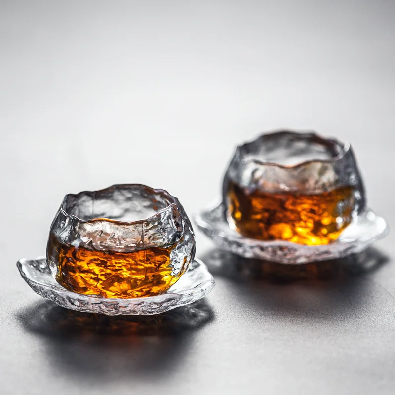2Set Japanese Style Glass Cup Tasting Transparent/Frozen Tea s Kongfu Master Teacup White Wine water pipe glass
