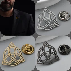 Round Celtic Day Gold Plated Badge, Men's Collar Brooch Black, Silver Lapel Pin, Suit Accessories Set, Branded Men's Gift
