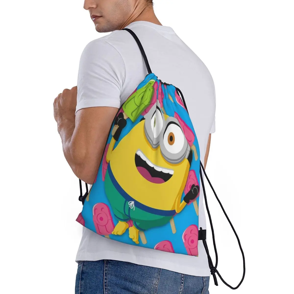 Minions Sport Trekkoord Rugzak Sport Fitness Reizen Outdoor Sackpack Vrouwen En Mannen Grote Capaciteit Gym Zwemstrandtassen