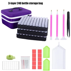 3 layer 240 Bottle,Diamond Painting Accessories Tools Storage Containers Bag Diamond Painting Tool Mosaic Storage Box,Purple