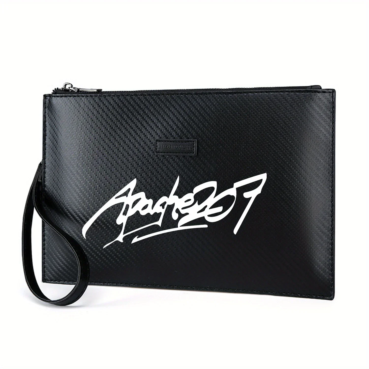 White words,bold strokes,edgy design. Elegant Printed PU Men's Handbag Fashionable and Practical for Everyday Carry