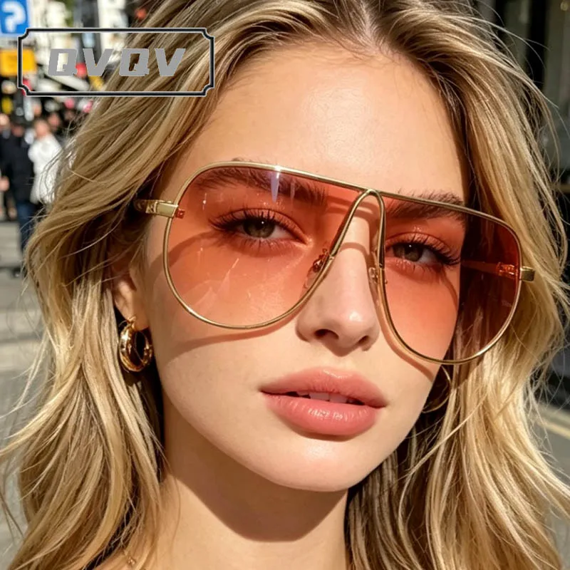 Unisex Pilot Sunglasses With High-Quality Gradient Lenses Trendy Oversized Sun Glasses for Men Women Metal Single Bridge Shades
