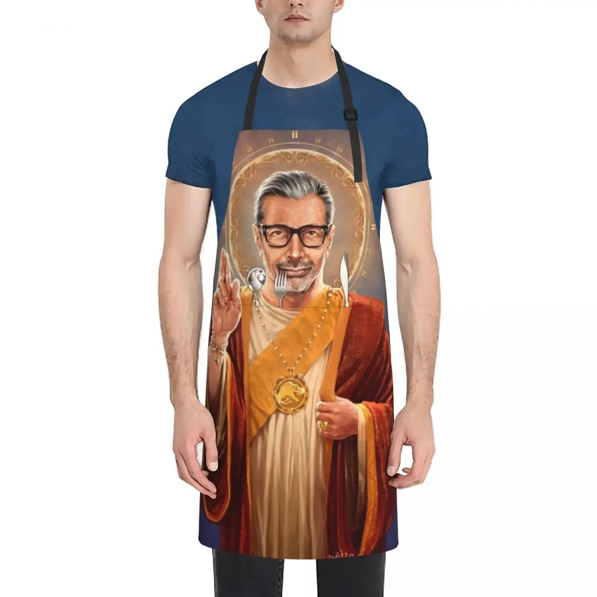 

Saint Jeff of Goldblum, Jeff Goldblum Original Religious Painting Apron New year's Kitchen For Man Apron