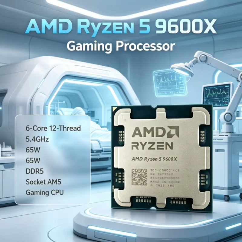 Ryzen R5 9600X AMD CPU Processor 5.4GHz 6-Core 12-Thread 65W DDR5 4nm Socket AM5 L3 32M Type-C