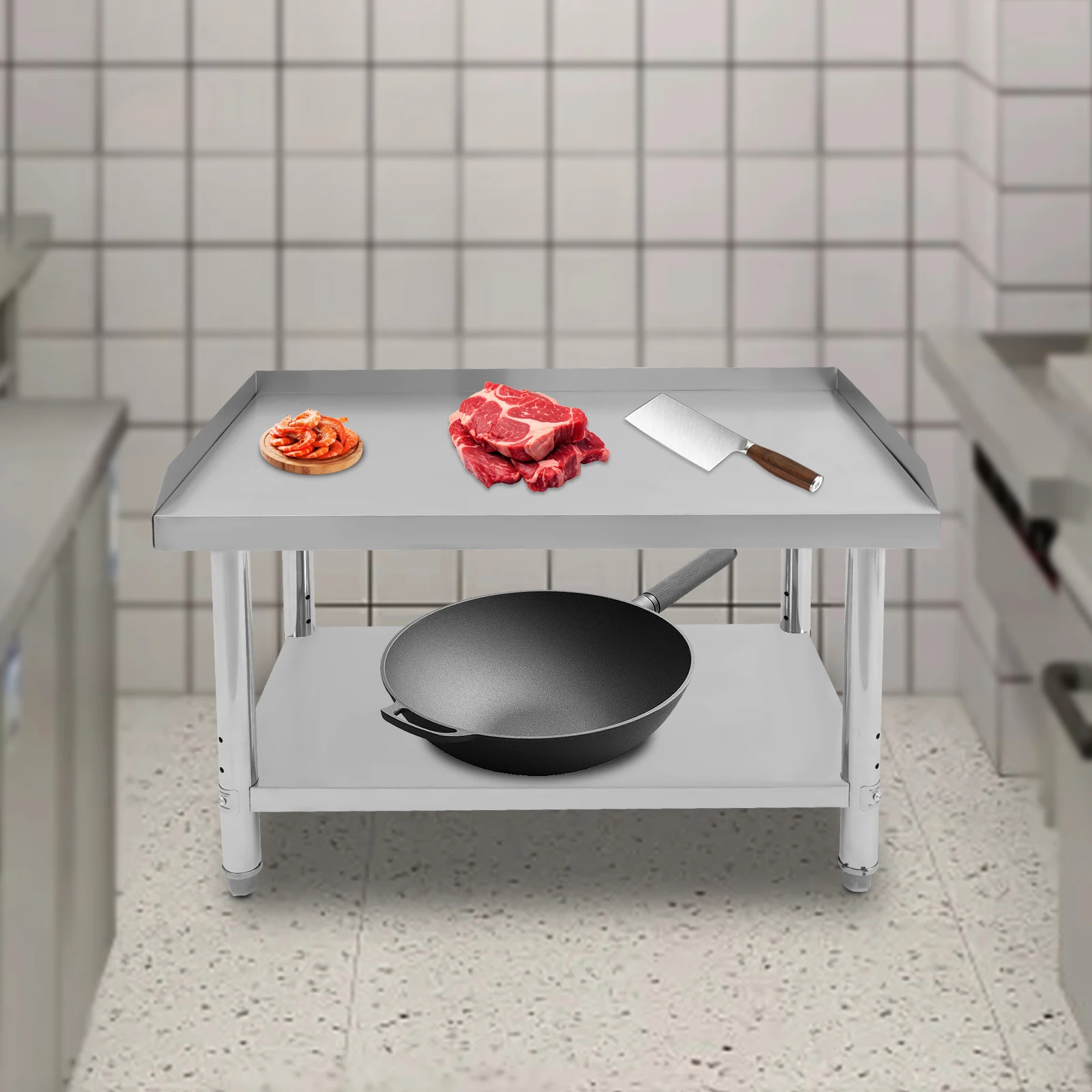 36*24*35 cm Commercial Work Table Work Table with Backsplash Prep Table for Kitchen Restaurant Garage Laundry