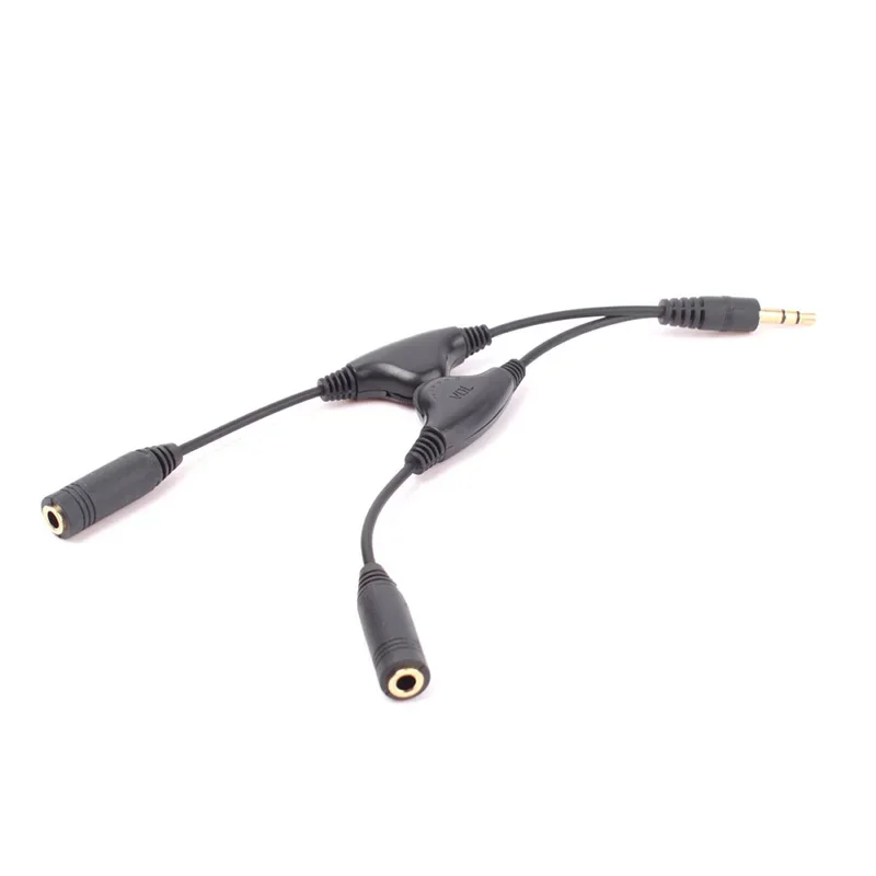 Nowe słuchawki Stereo Audio Y Splitter 3.5mm kabel z oddzielnymi regulatorami głośności #69051