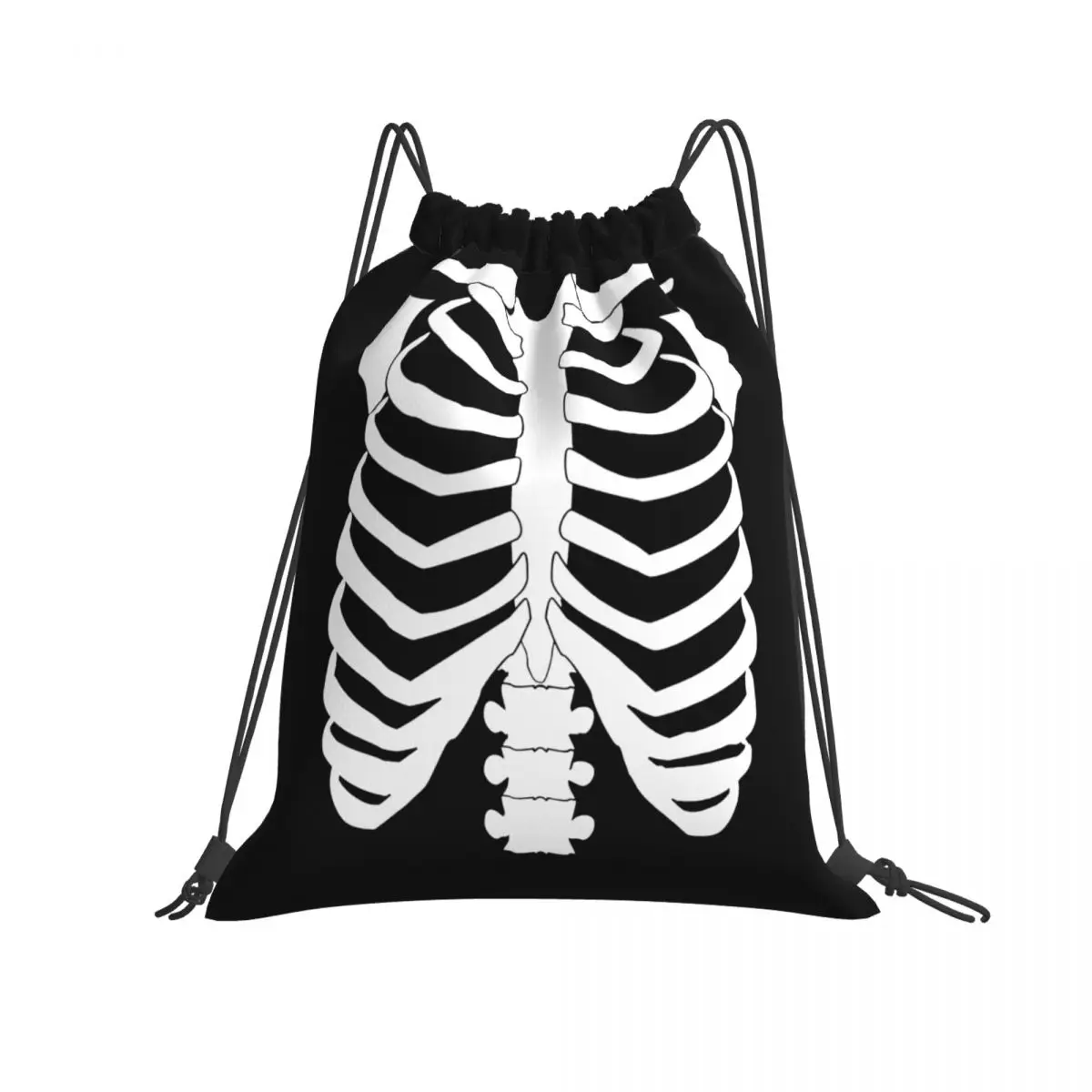 Bones Skeleton Rib Cage Punk Rock Metal Goth Drawstring Bags Gym Bag Vintage Schoolbag Sports Style Multi-function