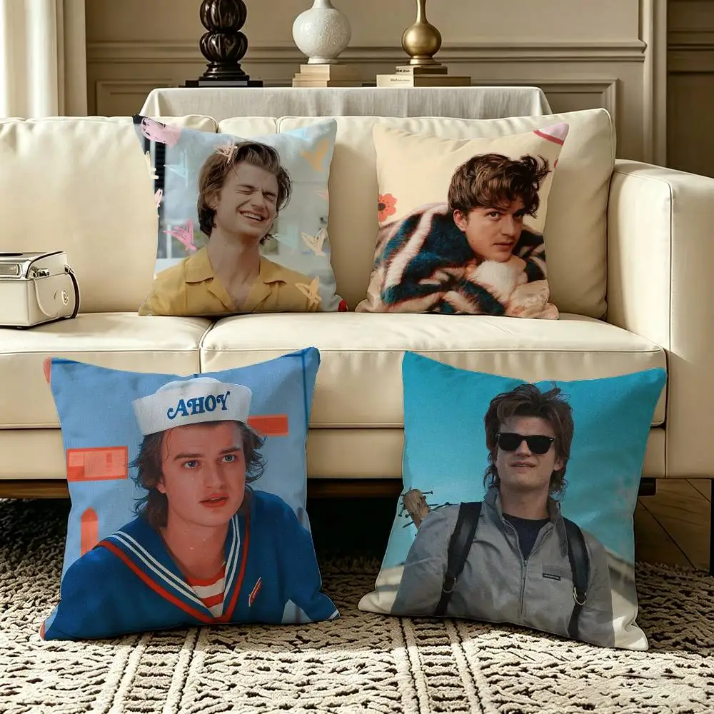 Actor Joe cool Keery  Square Double-Sided printed Pillow Case Bedroom Bedside Pillow Sofa Cushion Cover